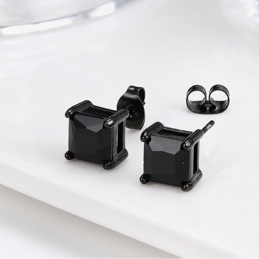 Black cubic zirconia stud earrings